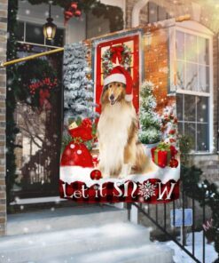 Rough Collie. Mery Christmas Flag