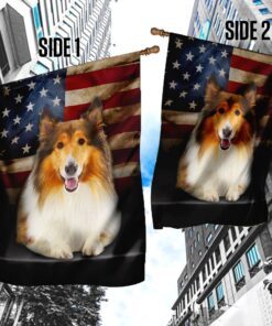 rough collie dog american flag 1568