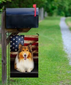 rough collie dog american flag 4838