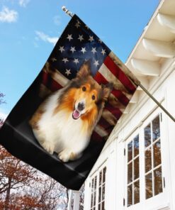 rough collie dog american flag 4887