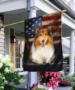 Rough collie Dog  American Flag