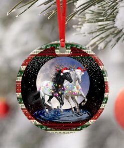 running horses christmas ceramic ornament 1345