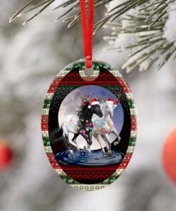 running horses christmas ceramic ornament 3533