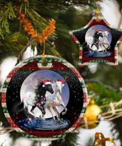 Running Horses Christmas Ceramic Ornament