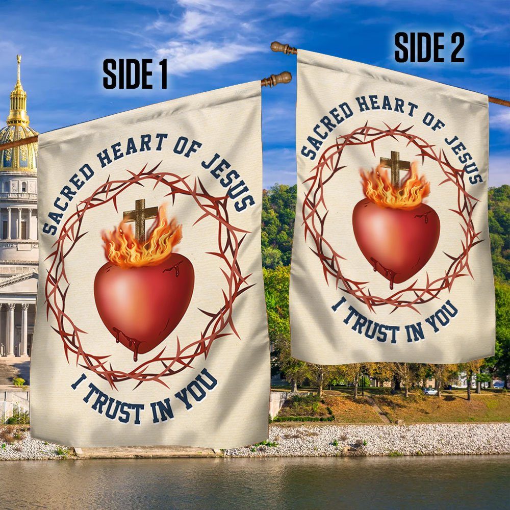 Sacred Heart Of Jesus I Trust In You Catholic Flag TQN1334F - Image 2