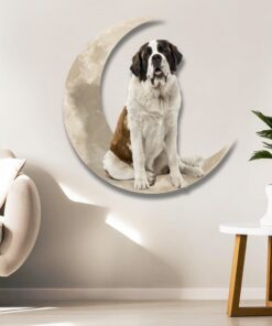 saint bernard dog and moon hanging metal sign qnk879msv38 4866