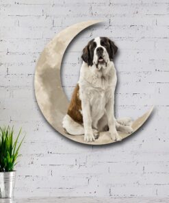 saint bernard dog and moon hanging metal sign qnk879msv38 6067