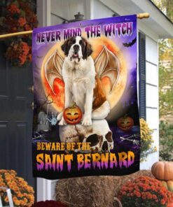 Saint Bernard Halloween Flag Beware Of The Saint Bernard DBD2796Fv16