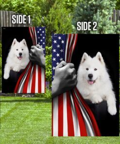 samoyed dog lover american us flag 5578