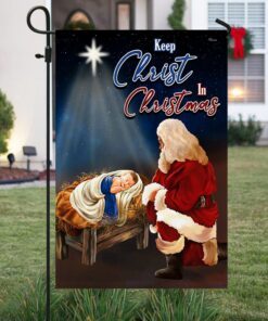 santa and jesus flag, keep christ in christmas qnv01f 5433