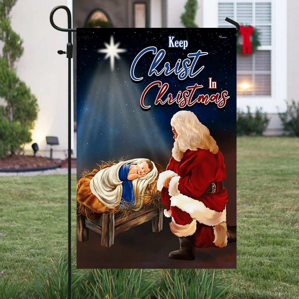 Santa And Jesus Flag, Keep Christ In Christmas QNV01F - Image 4