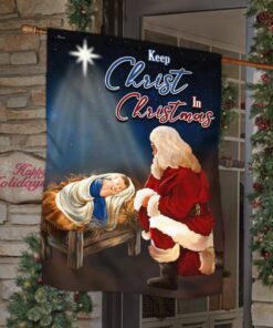 santa and jesus flag, keep christ in christmas qnv01f 6151