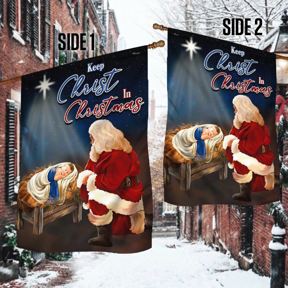 Santa And Jesus Flag, Keep Christ In Christmas QNV01F - Image 3