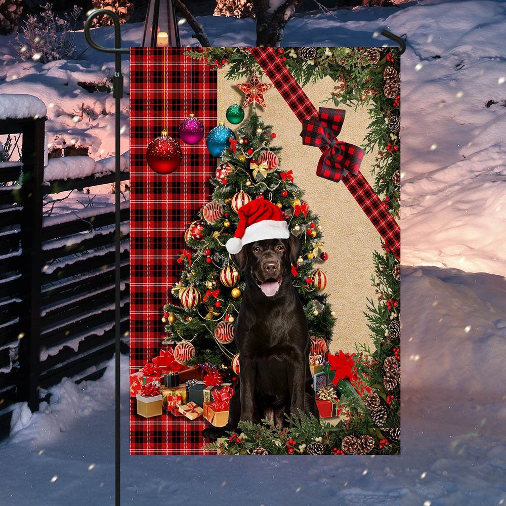 Santa Chocolate Labrador Flag Sitting In Front Of The Christmas Tree TTY360Fv6 - Image 5