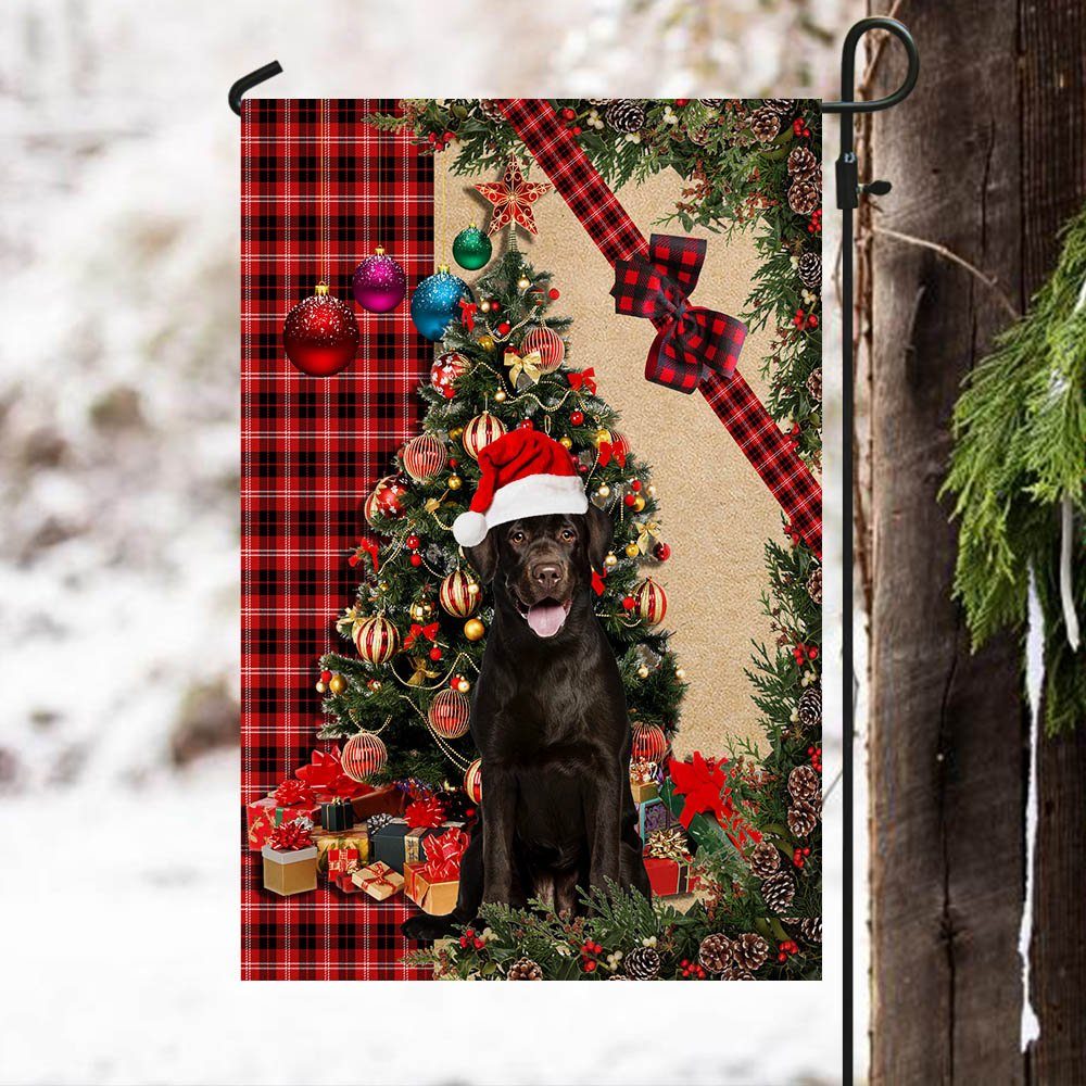 Santa Chocolate Labrador Flag Sitting In Front Of The Christmas Tree TTY360Fv6 - Image 6