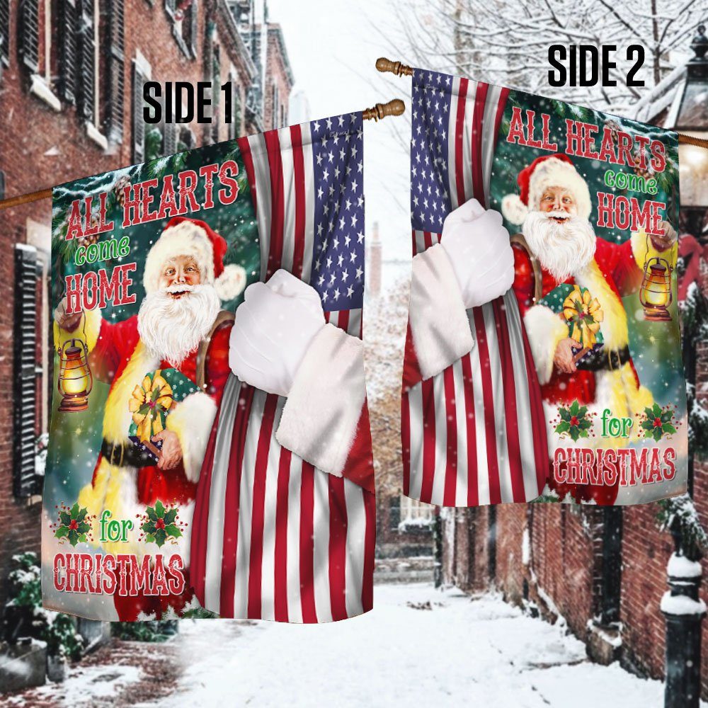 Santa Claus All Hearts Come Home For Christmas Flag MBH201F - Image 3