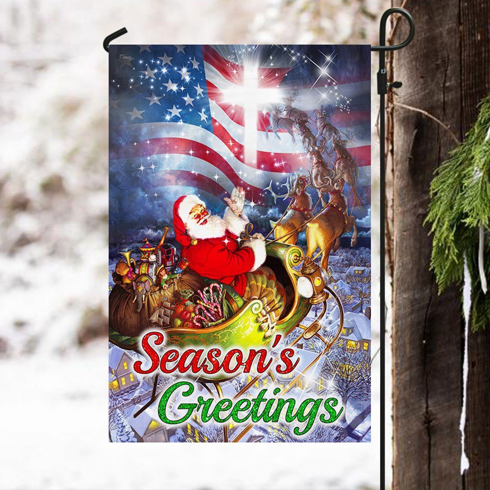 Santa Claus And His Reindeer Flag Season's Greetings Christmas QNN606F - Image 4