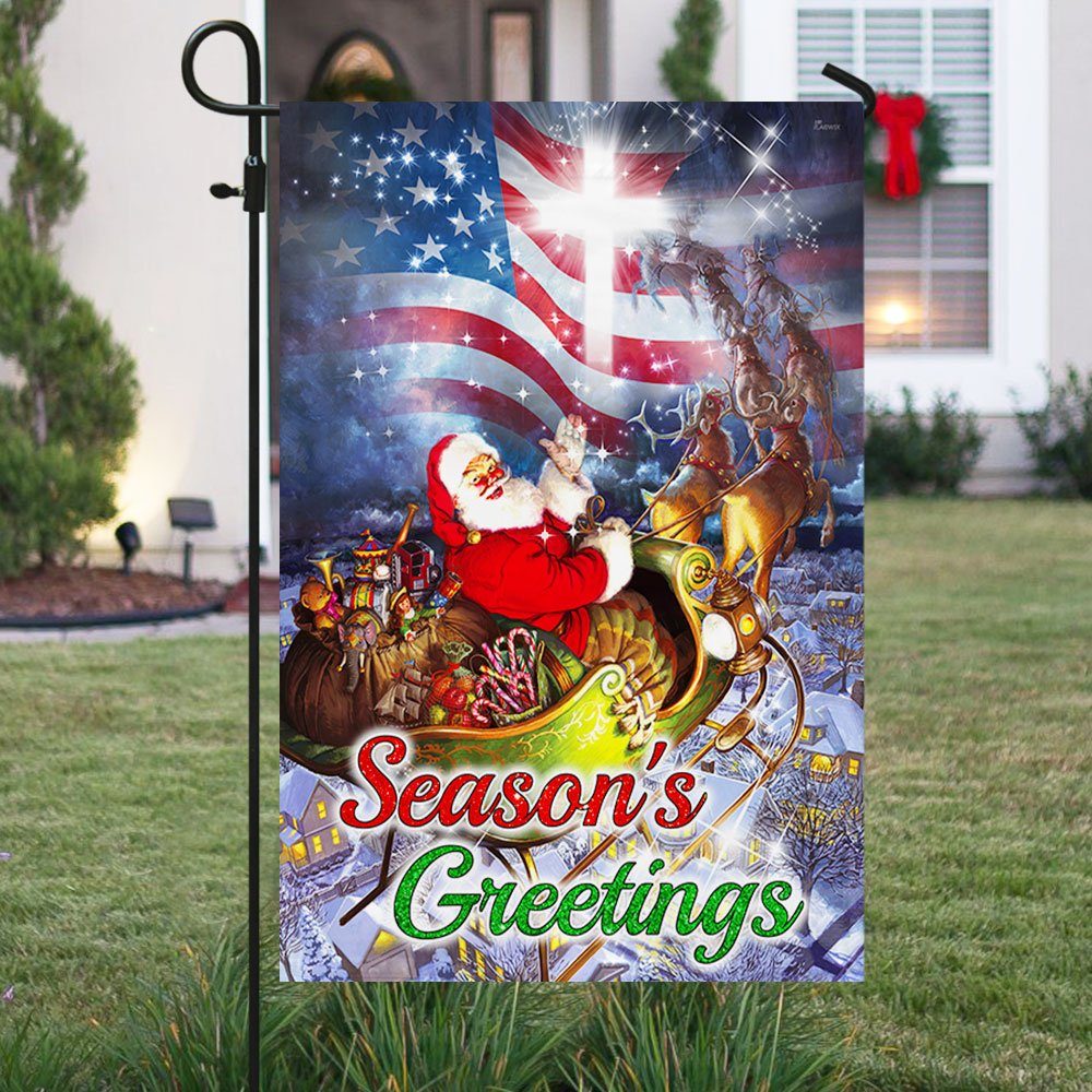 Santa Claus And His Reindeer Flag Season's Greetings Christmas QNN606F - Image 5