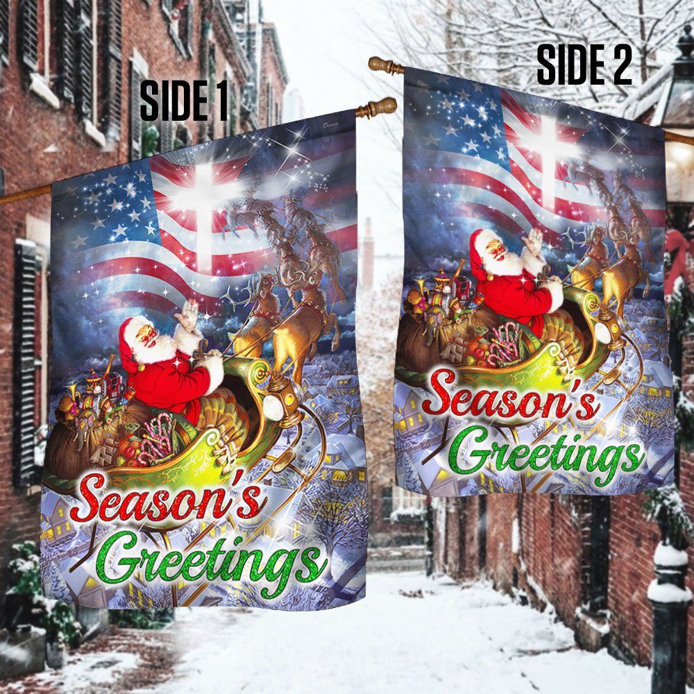 Santa Claus And His Reindeer Flag Season's Greetings Christmas QNN606F - Image 3