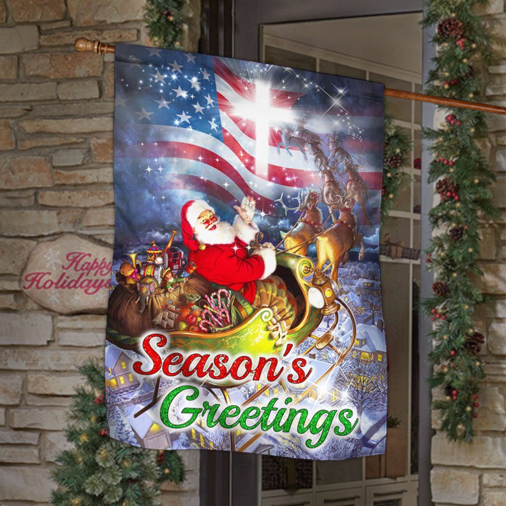 Santa Claus And His Reindeer Flag Season's Greetings Christmas QNN606F - Image 2