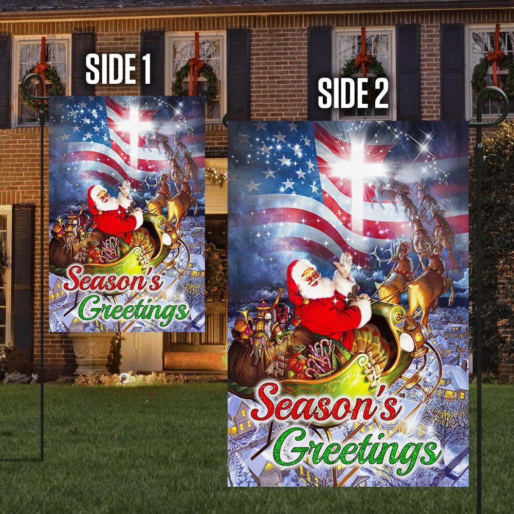 Santa Claus And His Reindeer Flag Season's Greetings Christmas QNN606F - Image 6