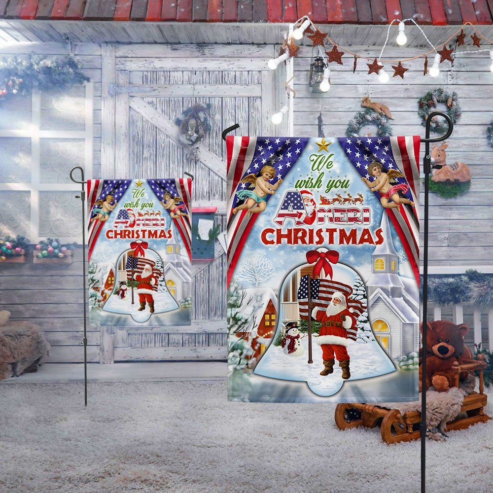 Santa Claus Christmas American Flag We Wish You Ameri Christmas Flag MLN786F - Image 5
