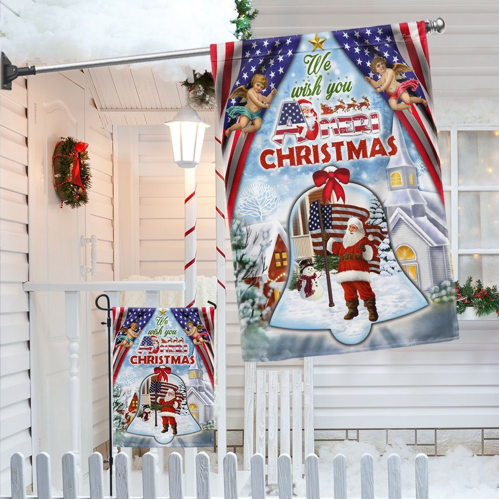 Santa Claus Christmas American Flag We Wish You Ameri Christmas Flag MLN786F - Image 4