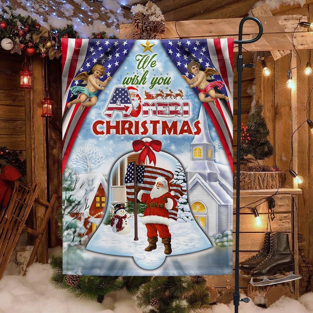 Santa Claus Christmas American Flag We Wish You Ameri Christmas Flag MLN786F - Image 3