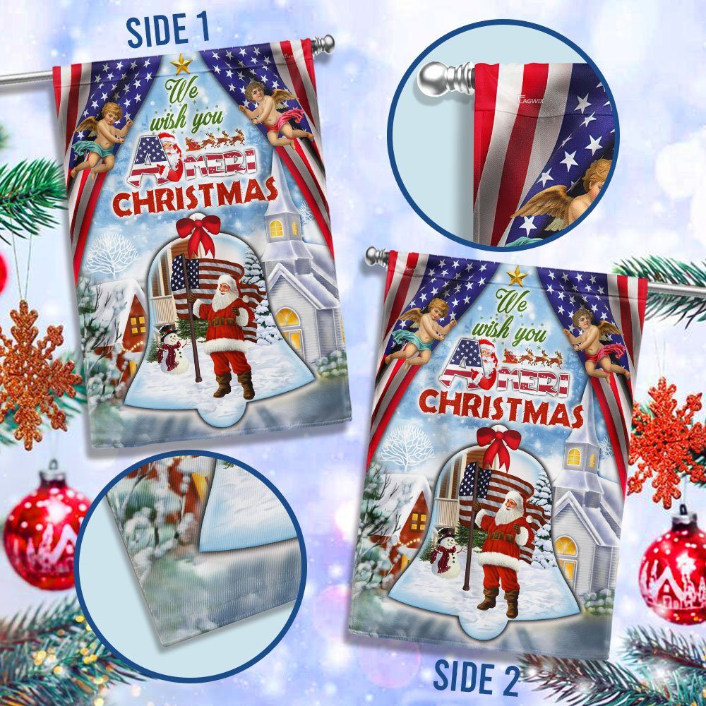 Santa Claus Christmas American Flag We Wish You Ameri Christmas Flag MLN786F - Image 2