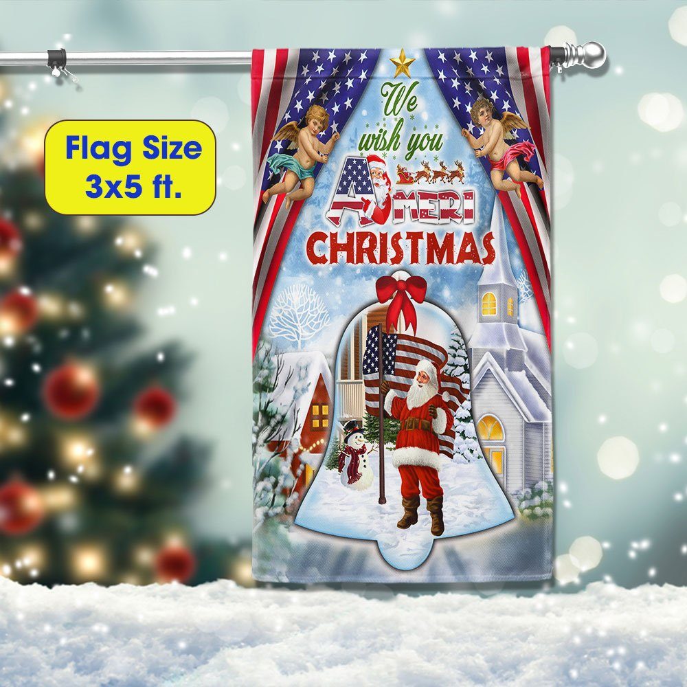 Santa Claus Christmas American Flag We Wish You Ameri Christmas Flag MLN786F - Image 6