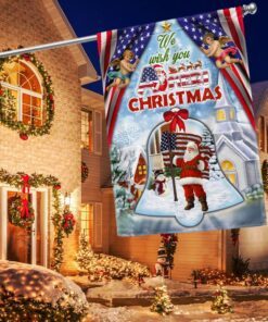 Santa Claus Christmas American Flag We Wish You Ameri Christmas Flag MLN786F