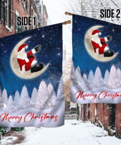 santa claus on the moon christmas flag tqn750f 6263