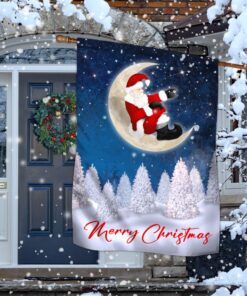 santa claus on the moon christmas flag tqn750f 6536