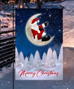 santa claus on the moon christmas flag tqn750f 7425