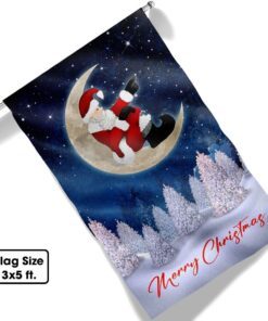 santa claus on the moon christmas flag tqn750f 7988