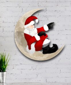 santa claus on the moon hanging metal sign qnk1005msv10 4578