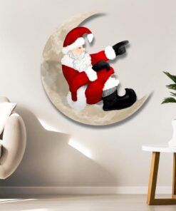 santa claus on the moon hanging metal sign qnk1005msv10 6608