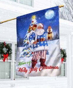 Santa Claus Patriotic Have A Holly Jolly Christmas Flag MBH187F