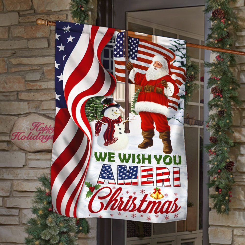 Santa Claus US Flag We Wish You Ameri Christmas DDH2940F - Image 2