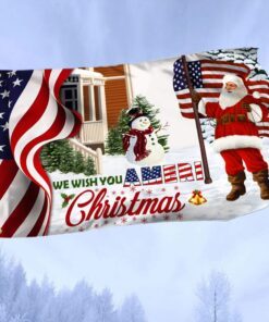 Santa Claus US Grommet Flag We Wish You Ameri Christmas DDH2940GF