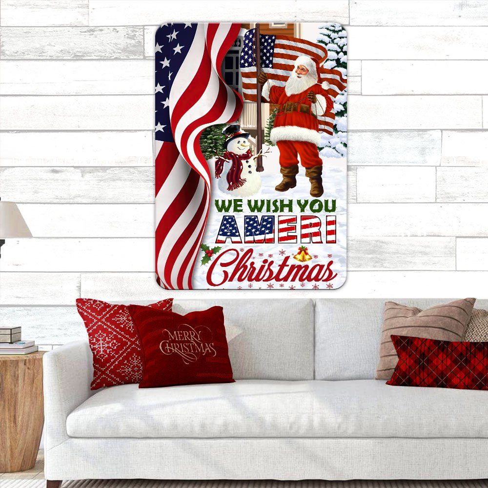 Santa Claus US Hanging Metal Sign We Wish You Ameri Christmas DDH2940MS - Image 3