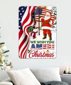 Santa Claus US Hanging Metal Sign We Wish You Ameri Christmas DDH2940MS