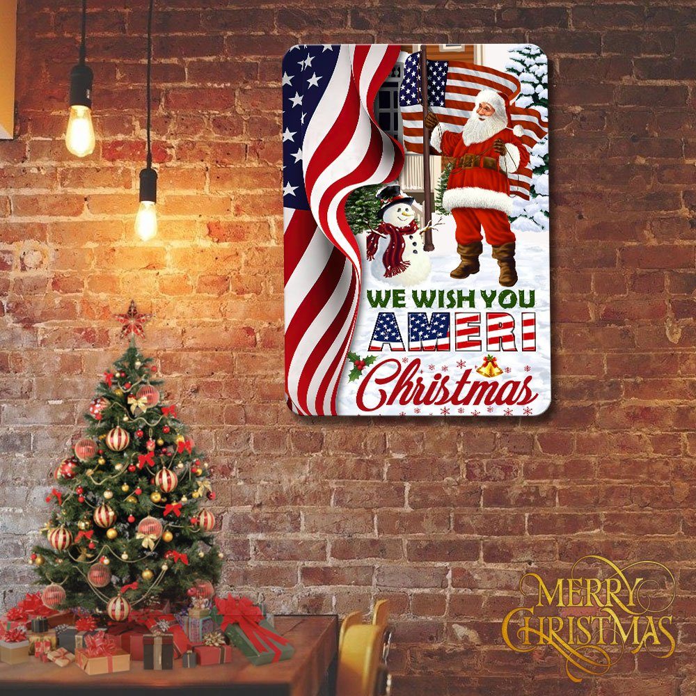 Santa Claus US Hanging Metal Sign We Wish You Ameri Christmas DDH2940MS - Image 4