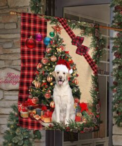 Santa Labrador Flag Sitting In Front Of The Christmas Tree TTY360Fv5