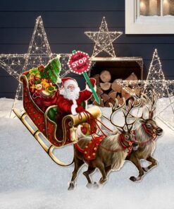 Santa Stop Here Christmas Garden Metal Sign BNN625MS