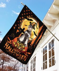 schnauzer. happy halloween. trick or treat america flag 2030