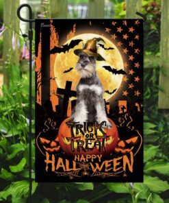 schnauzer. happy halloween. trick or treat america flag 5630