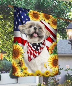 shih tzu america sunflower flag lha1820f 1884