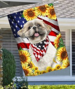 Shih Tzu America Sunflower Flag LHA1820F
