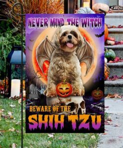 shih tzu halloween flag beware of the shih tzu dbd2796fv24 3156